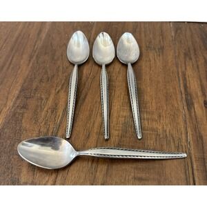 4 Vintage National Stainless GRANADA Oval Place Soup Spoons Flatware Black Japan